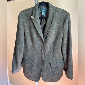 Ralph Lauren green wool herringbone blazer